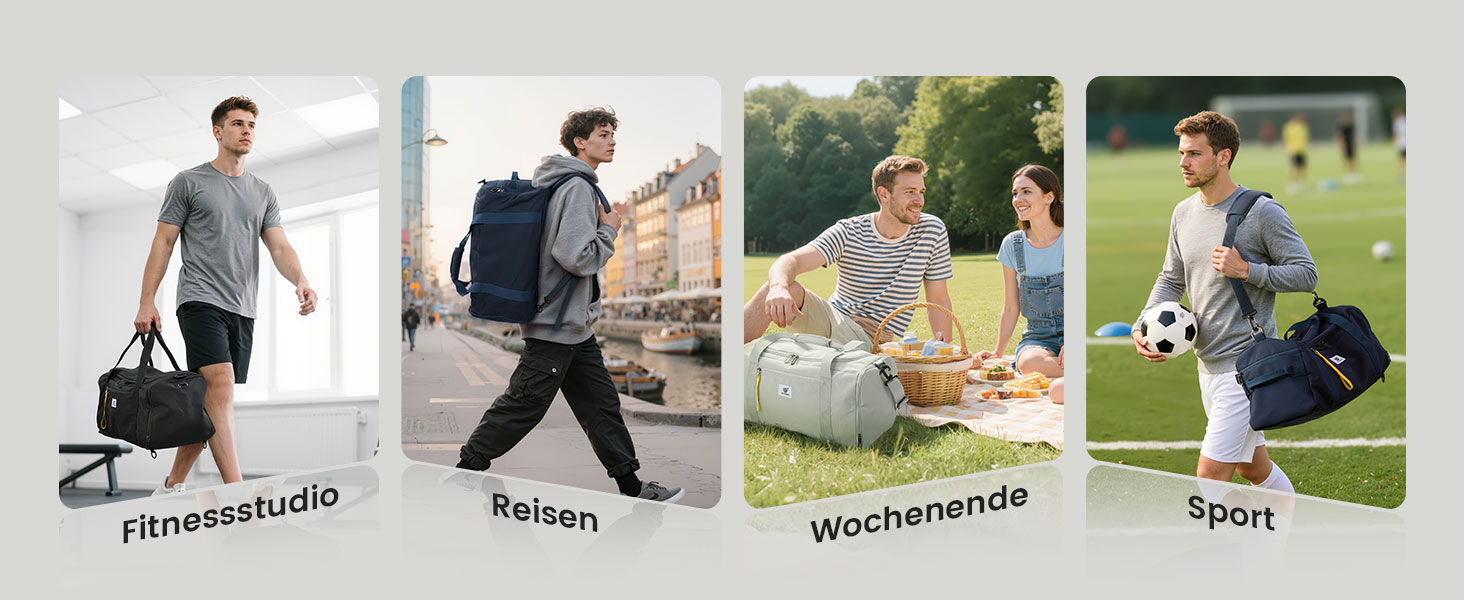 Спортивна сумка SKYSPER 40л з рюкзак-функцією, для спортзалу, подорожей, басейну, сіра