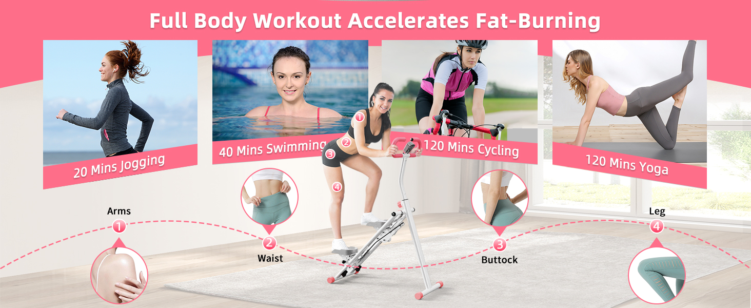 Вертикальний тренажер для кардіо, сходи для дому, вертикальний альпініст з ручкою для тренувань всього тіла, 3 регульовані висоти, LCD-дисплей, компактний та складаний, рожевий