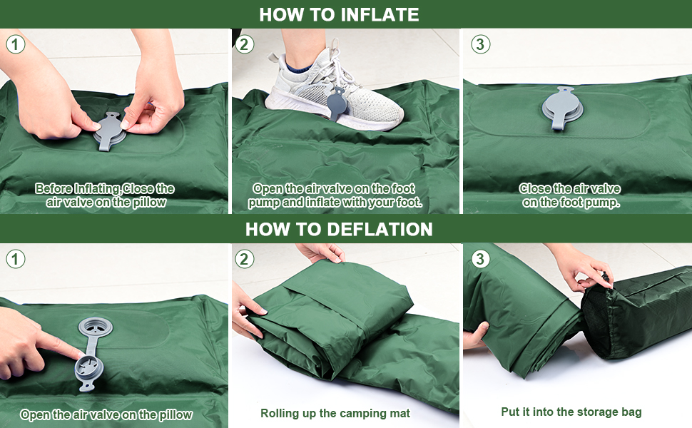 Саморозгортальний килимок для кемпінгу Podazz - ультралегка спальна матрац з подушкою, 10 см товщина, водонепроникний, з вбудованим насосом для туризму (блакитний)