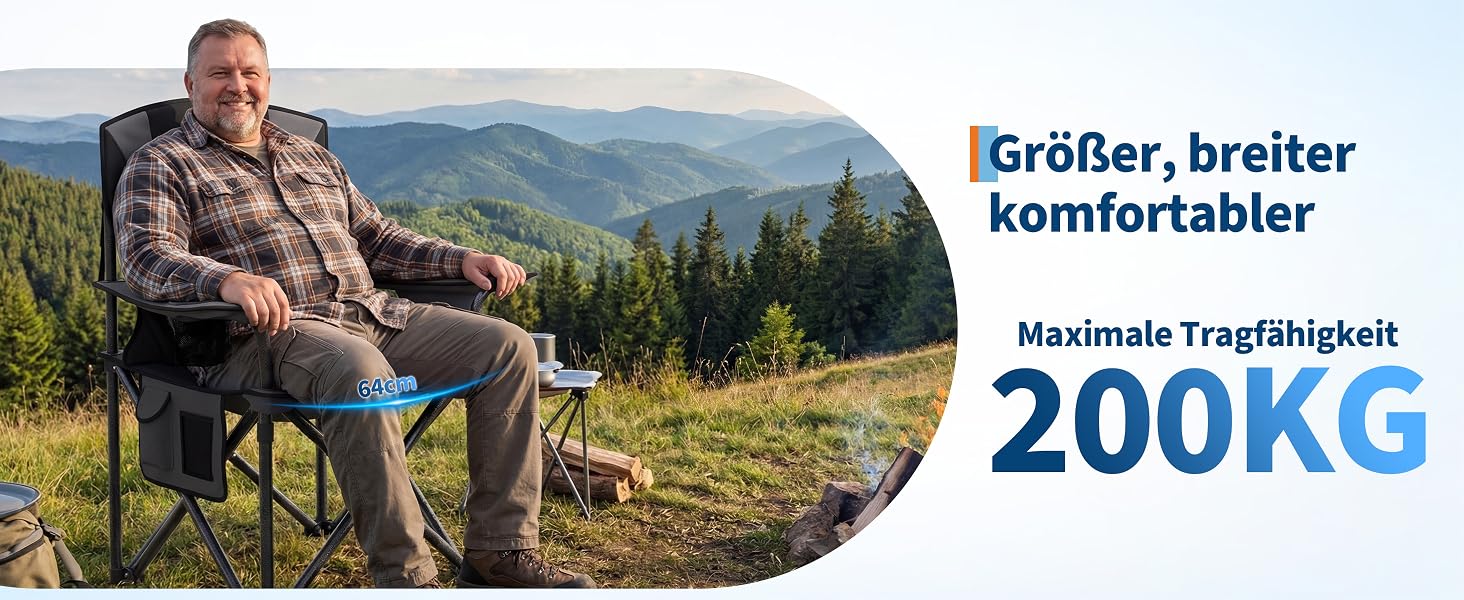 Набір складаних кемпінгових стільців (2 шт) посилені до 200 кг, з підсклянниками та м'якою підкладкою, чорні