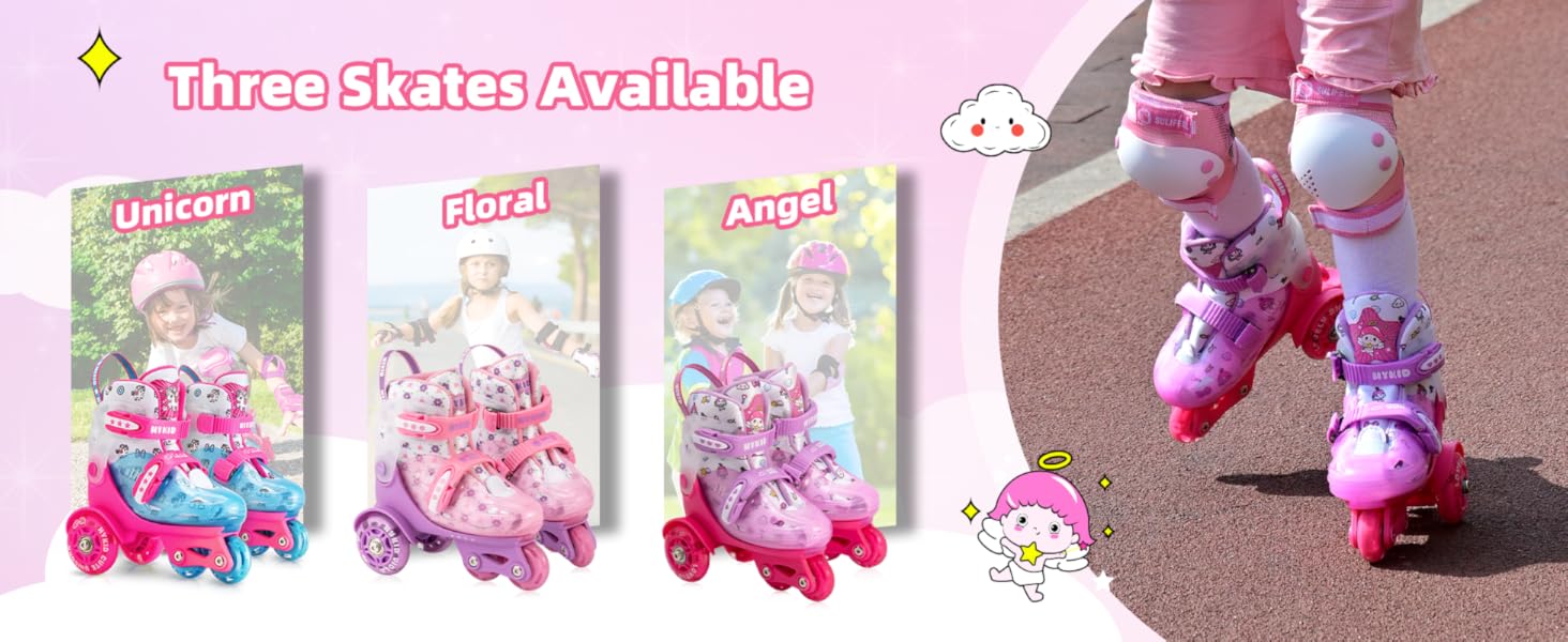Дитячі ролики для дівчаток, 4 розміри, регульовані, безпечні, дихаюче покриття, легкі