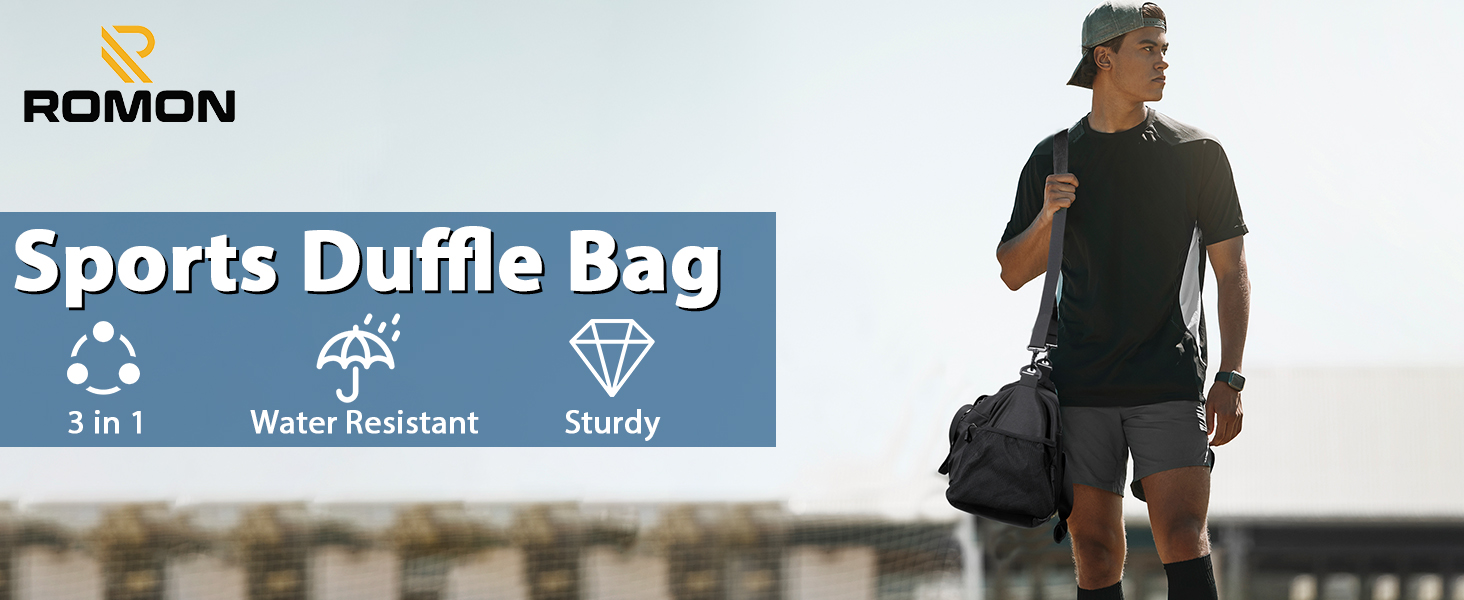Спортивна сумка Romon для подорожей та тренувань з відділенням для взуття та мокрих речей (39 x 23 x 22 см, чорний)