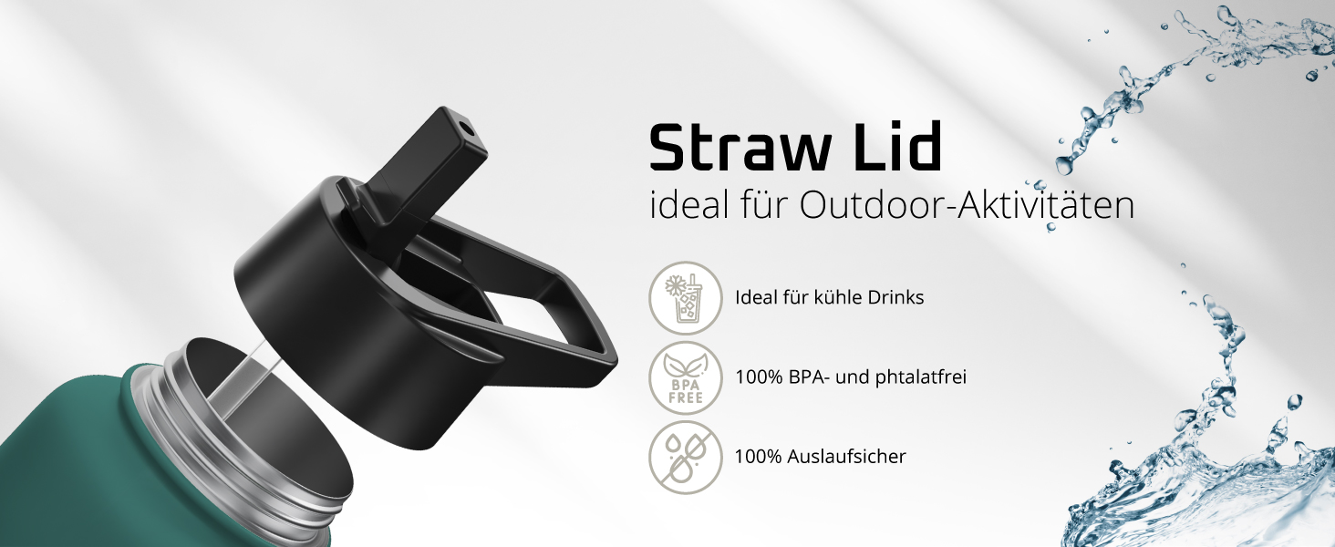 Термос- пляшка з нержавіючої сталі ACTIVE FLASK з трубочкою, 3 кришки, BPA-free, герметична, для газованих напоїв, ізотермальна пляшка для води, спорту, велосипеда, чаю, для дітей