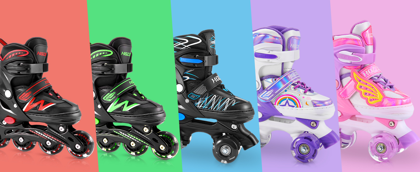 Роликові ковзани для дітей, регульовані, 4 розміри, для дівчаток та хлопчиків, підходять для початківців, зручні та дихаючі, рожево-фіолетові