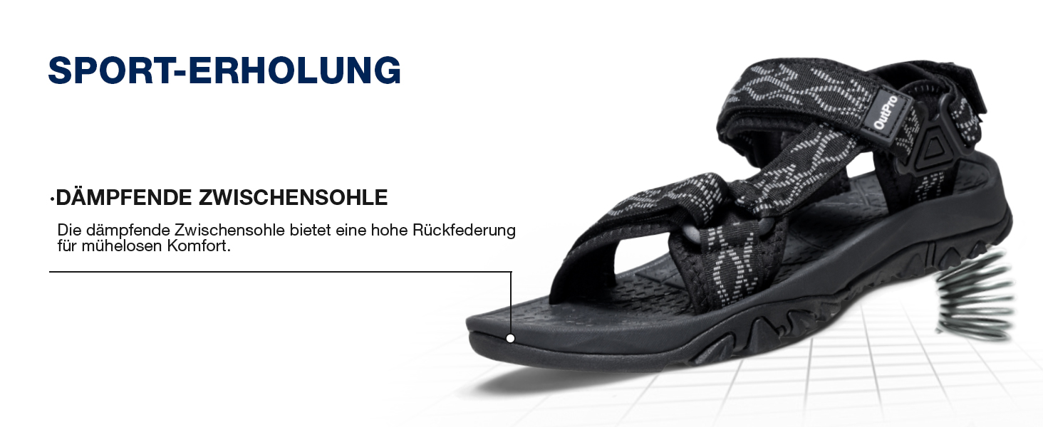 Чоловічі сандалі для туризму та відпочинку Trekking Sandalen 44 EU, чорні. Нековзні, зручні спортивні сандалі для пляжу та активного відпочинку.