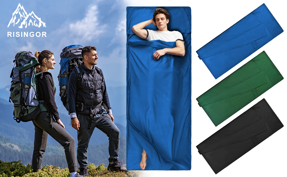 Спальний мішок туристичний бавовна, ультралегкий, з двосторонньою блискавкою, для кемпінгу та походів (синій)