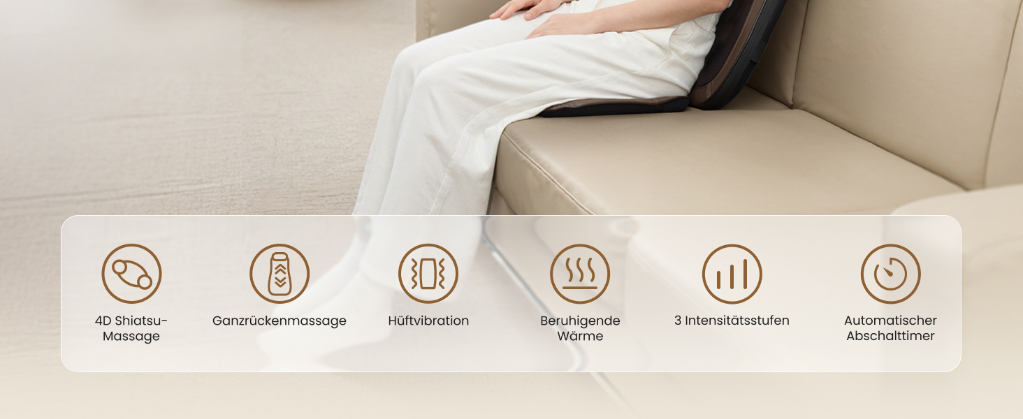 Масажний накид на сидіння з підігрівом та 3D масажем, Shiatsu масажер для спини, Romm V-WMB01