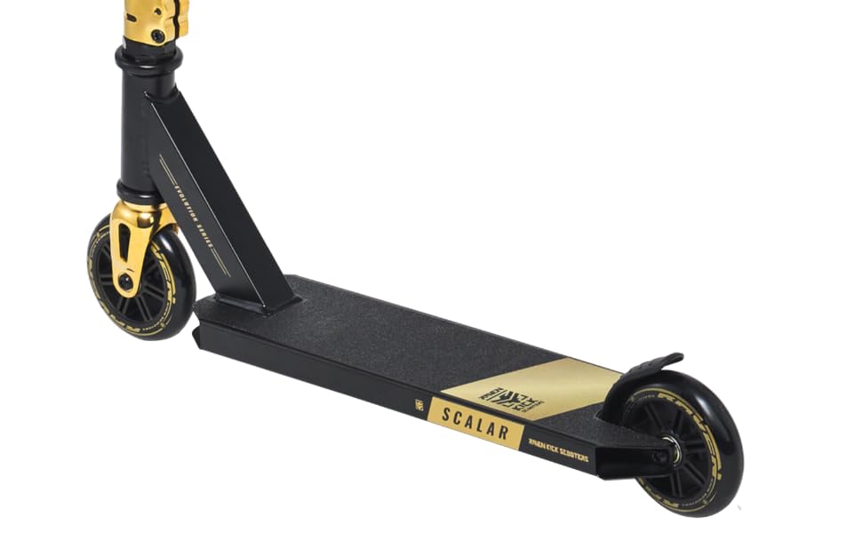 Самокат трюковий RAVEN Evolution Scalar Gold 100мм для дітей та дорослих. Колеса PP+PU, підшипники ABEC-7