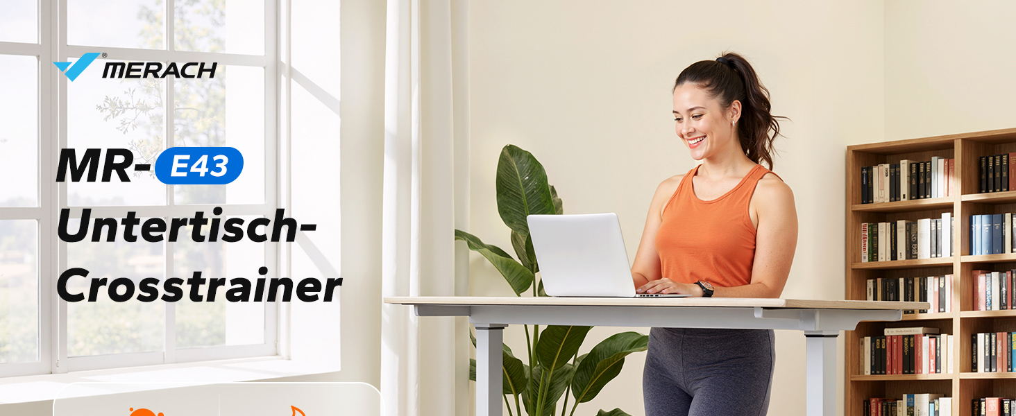 Міні еліптичний тренажер MERACH для дому, електричний крос-тренажер під стіл з пультом, дисплеєм, 12 швидкостей, петлі для ніг, тихий та портативний, для літніх людей та дорослих, E43-Чорний
