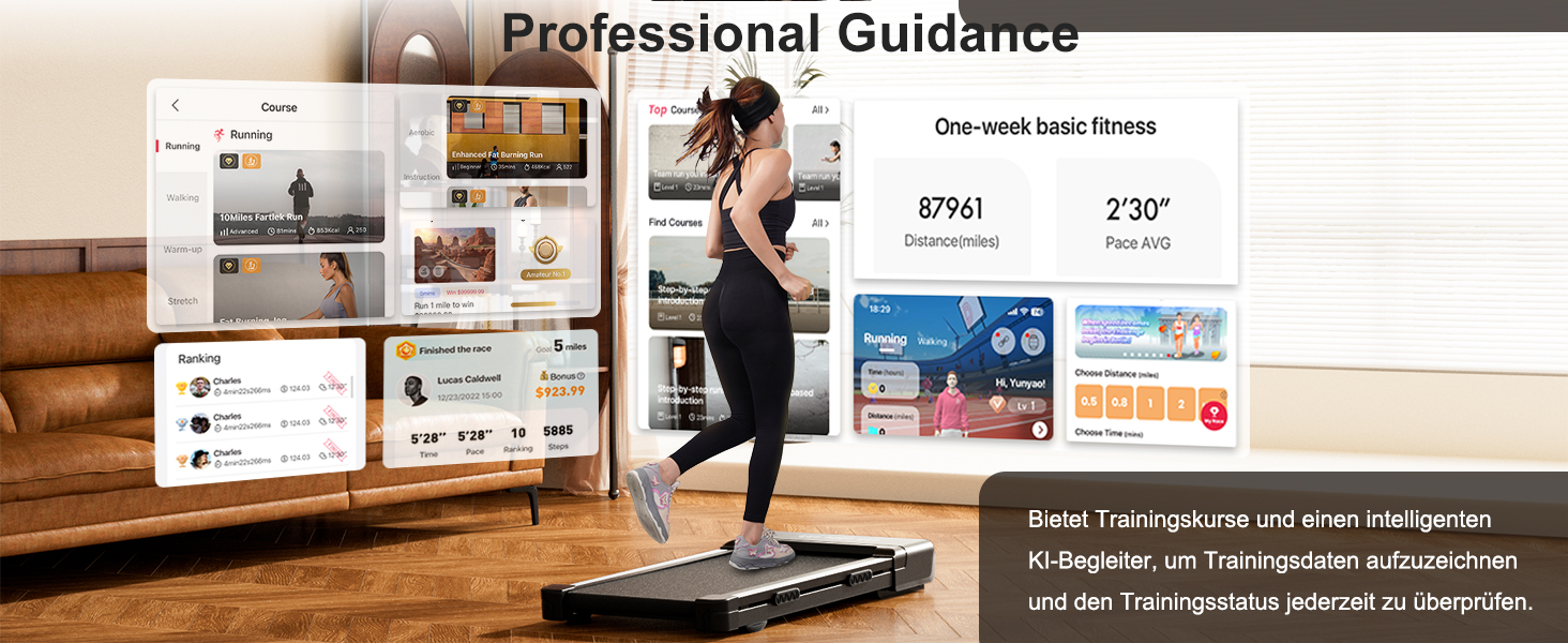 Lacuffy Бігова доріжка Treadmill з нахилом 9% та функцією Auto, біговий Treadmill для дому, максимальне навантаження 136 кг, Treadmill-стіл з керуванням через APP, 3HP тихий Treadmill з тренувальними курсами та багатокористувацьким режимом, чорний
