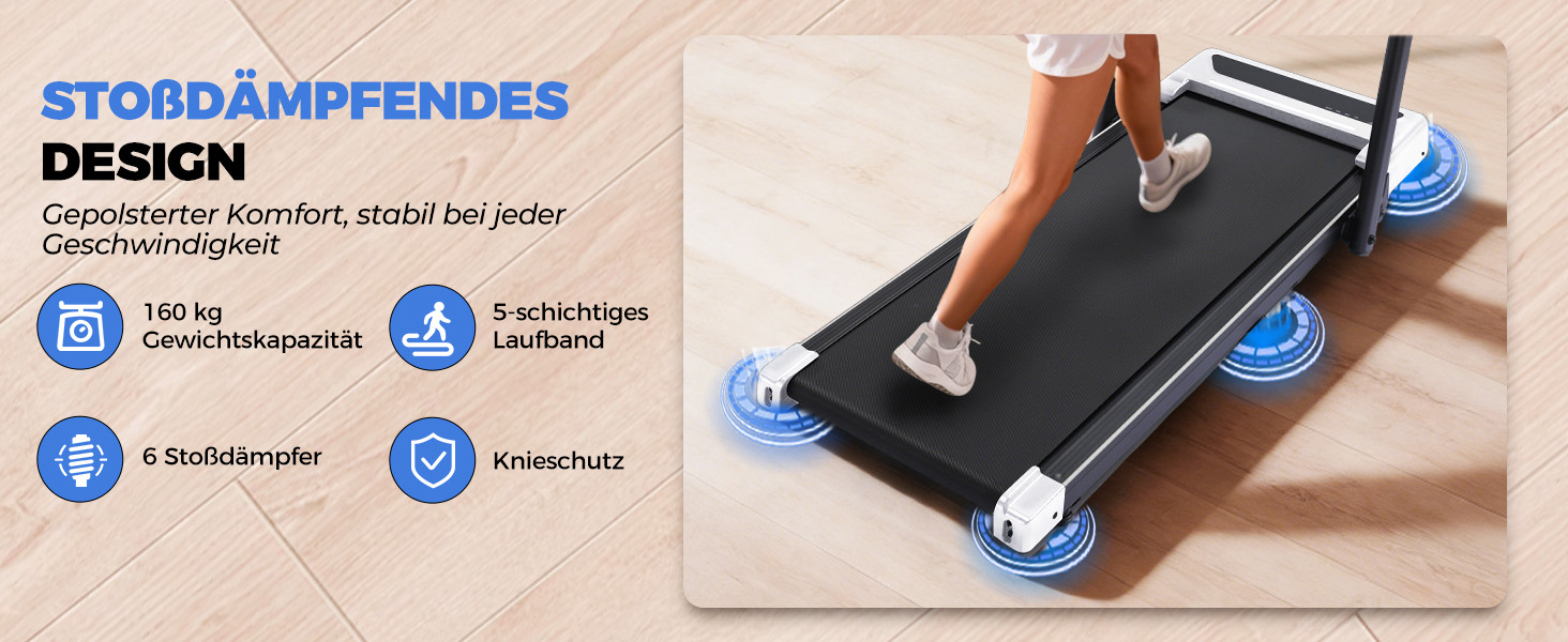 GTPLAYER Ходунка для дому, біговий килимок складаний з LED-дисплеєм та пультом, регульовані підлокітники, двигун 2.5 PS, фітнес, тренування, домашній фітнес, зелений (білий)