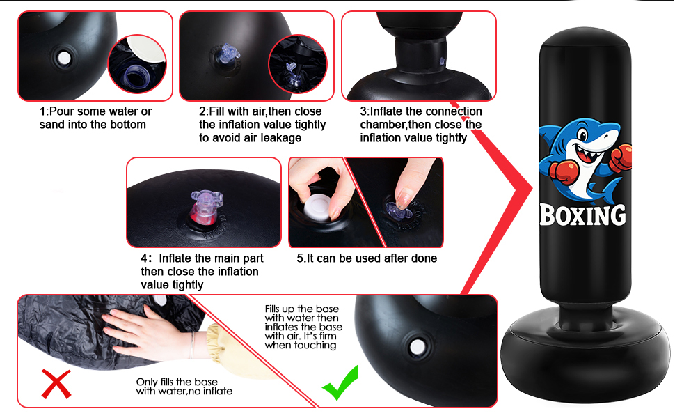 Дитячий боксерський мішок Qoosea для дітей 3-8 років, 130 см, надувний, з боксерськими рукавичками, для карате, кікбоксингу, Taekwondo, MMA, подарунок для хлопчиків та дівчаток