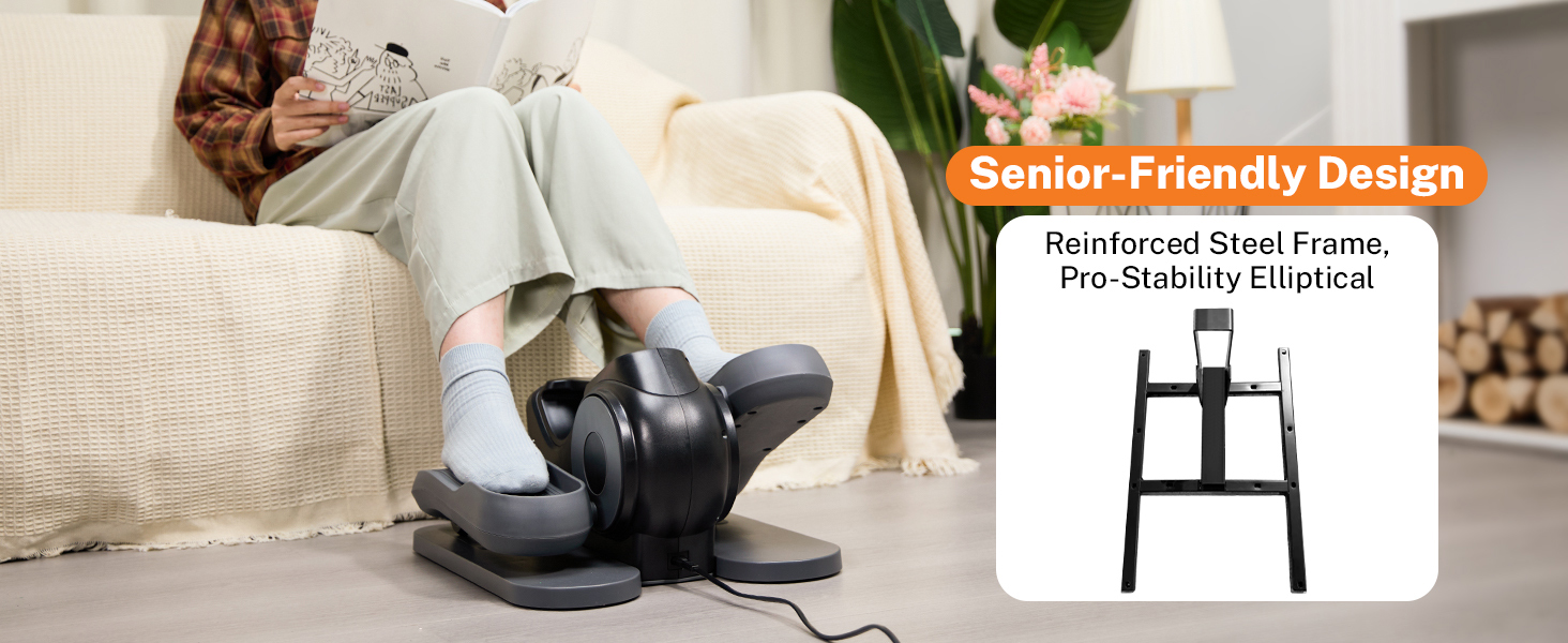 Еліптичний тренажер Gonex під стіл для літніх людей з 10 рівнями опору, тренажер для ніг, як у телепередачі, педальний тренажер, 10 швидкостей та 3 автоматичні режими, чорний
