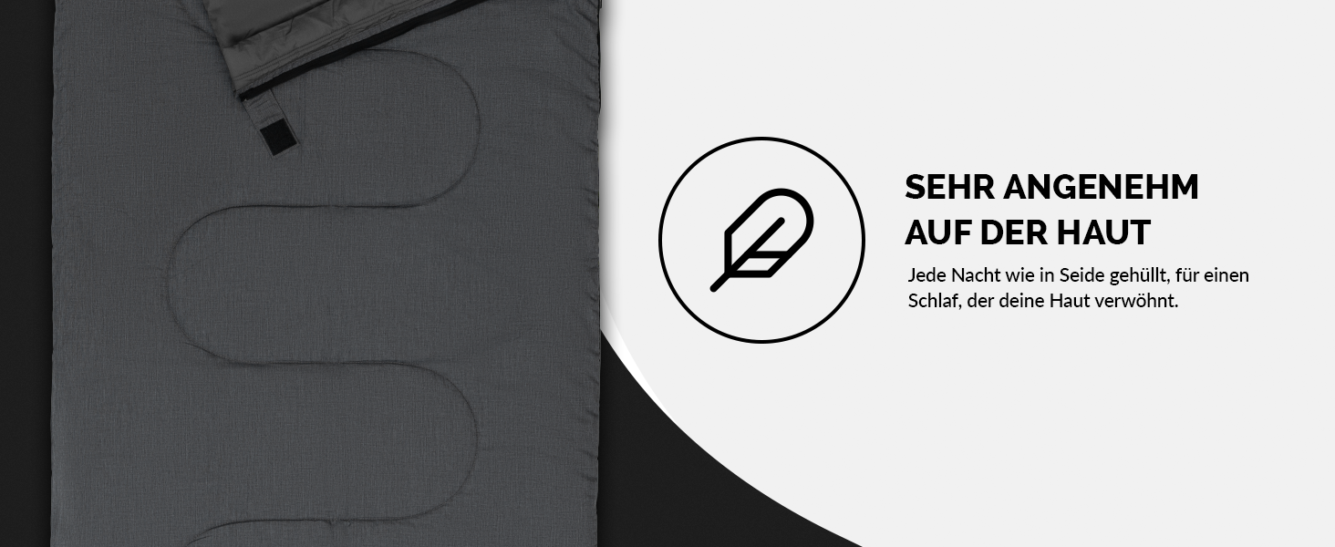 Спальний мішок туристичний 100% бавовна до -3°C з подушкою - Outdoor зимовий та літній спальний мішок [280GSM] для 3-4 сезонів (75x190см) - для жінок та чоловіків (теплий) Сірий