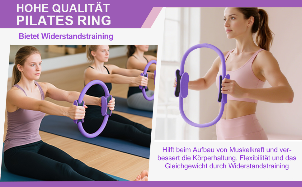 Набір для пілатесу вдома - 12 шт. (кільце 38 см, 5 еластичних стрічок, м'яч, інструкція)