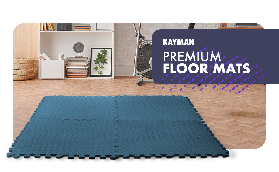 Протиковзкі EVA мати KAYMAN для підлоги 60x60 см, з'єднувальні плитки для домашнього тренування, йоги, спортзалу, захисту підлоги