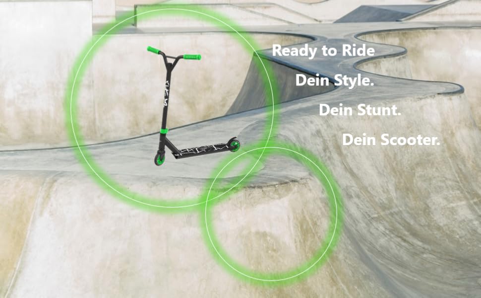 Скутер Freestyle Carromco Profi Stunt Roller Action Rider 100 – зелено-чорний, з HIC-компресією