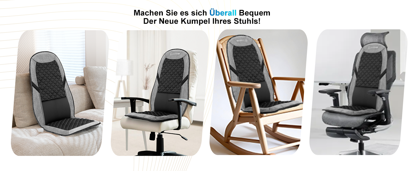 Масажний килимок Comfier з підігрівом та регульованою поперековою підтримкою, вібруючий масажний сидіння, масажер спини для зняття втоми спини, подарунок для жінок, чорно-сірий