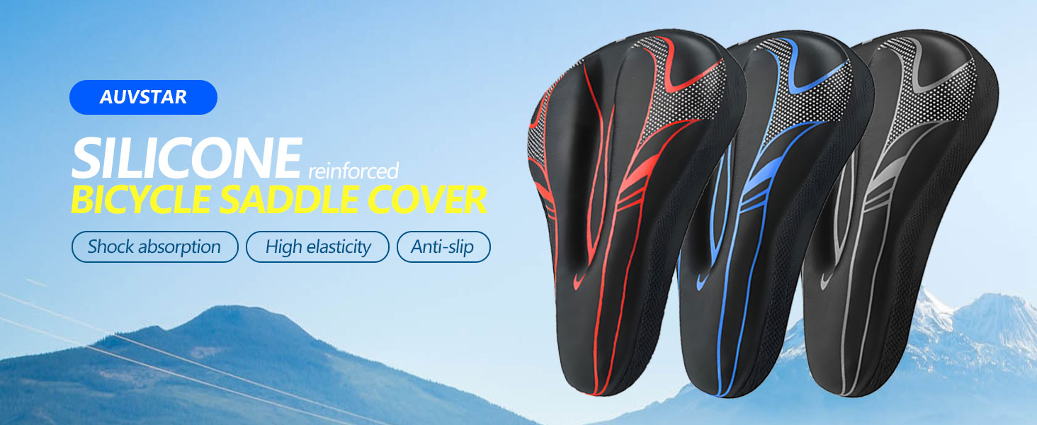 Подушка на сидіння велосипеда AUVSTAR з гелевою вставкою, дихаюча, преміум-якість, для гірського велосипеда, унісекс (Блакитний 02)