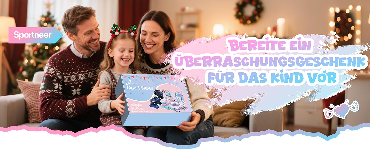 Роликові ковзани Sportneer для дітей (дівчаток), EU 23-36, веселка, 4 розміри, регульовані, з захистом, для початківців, подарунок