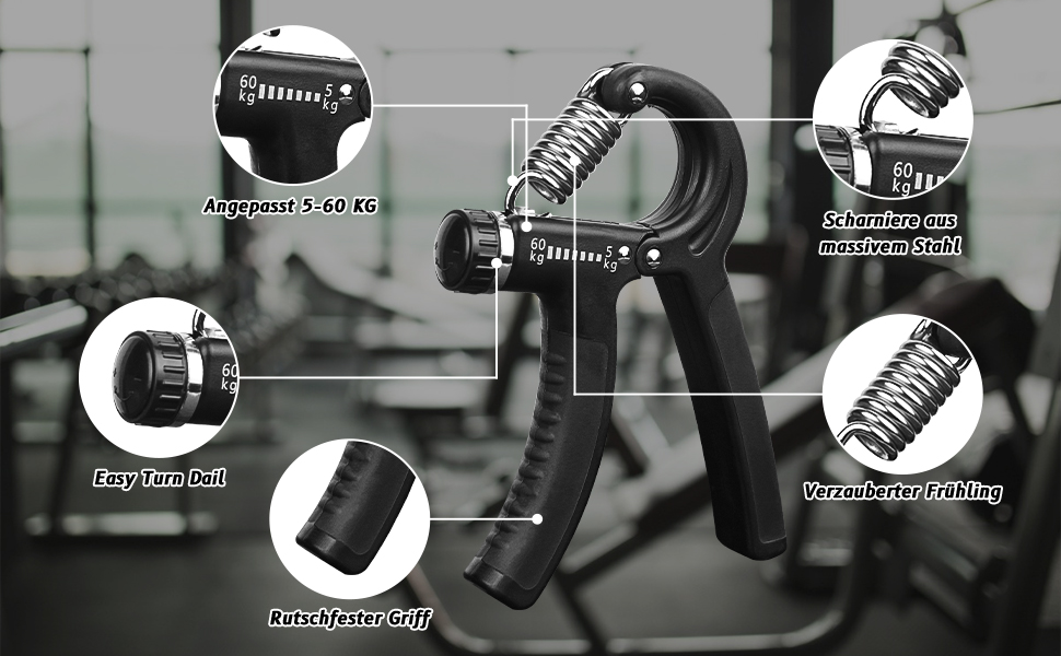 Набір для тренування рук Vicloon (5 шт.): фінгер-тренажер, тренажер зап'ястя, силовий хват, регульований хват, для зняття стресу