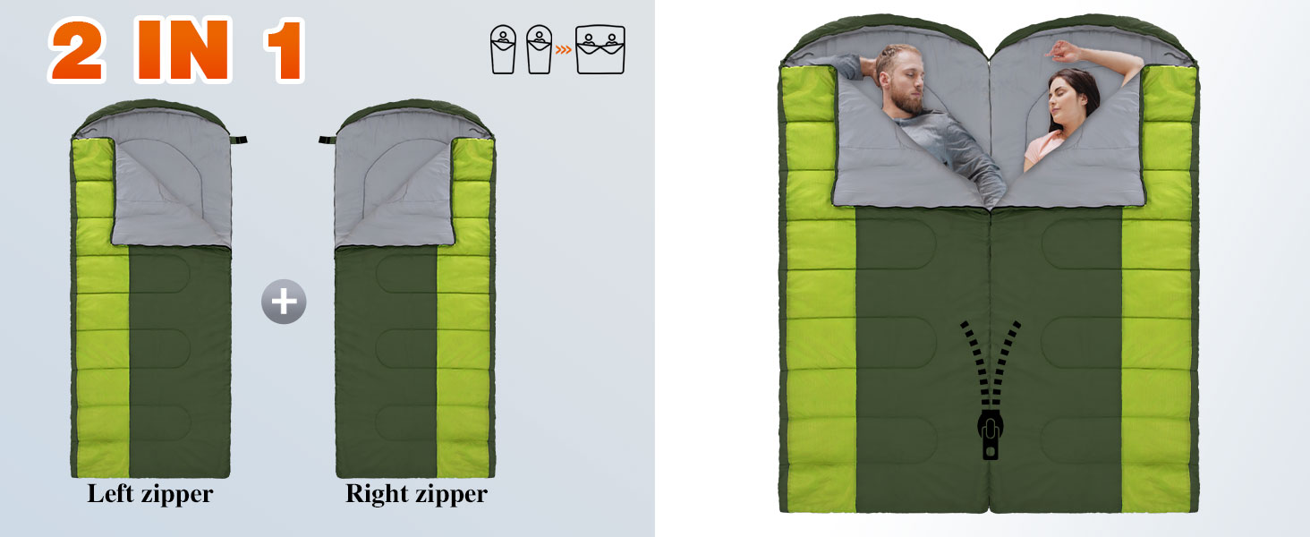 Сплячий мішок Outdoor для дорослих, машинного прання, зимовий, водонепроникний, 3-4 сезони, з компресійним мішком, для кемпінгу, піших прогулянок, подорожей, 0°C-Комфорт, Чорний (10°C-Комфорт Оливковий, 220x85CM-L)