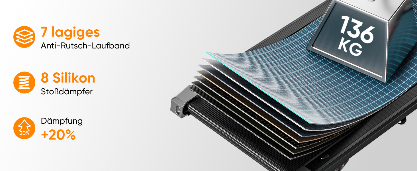 Біговий тренажер 6 в 1 для дому, складний, з регулюванням нахилу 10% та ручками. Макс. вантажність 135 кг, LED-дисплей, пульт дистанційного керування та додаток. Чорний та сірий.