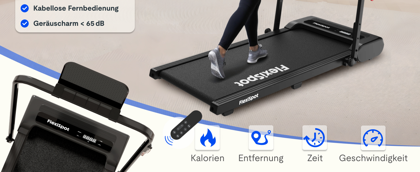 Бігова доріжка FlexiSpot Walking Pad DynamicX PLUS для дому та офісу, чорна. Складана, з пультом, LED дисплеєм, 4-в-1
