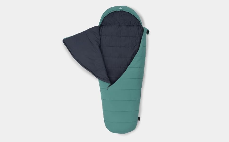 Спальний мішок Qeedo Buddy XL 8 XXL, для дорослих та підлітків (до 220 см), 3 сезони, літо, Outdoor, Peach Skin (зелений)