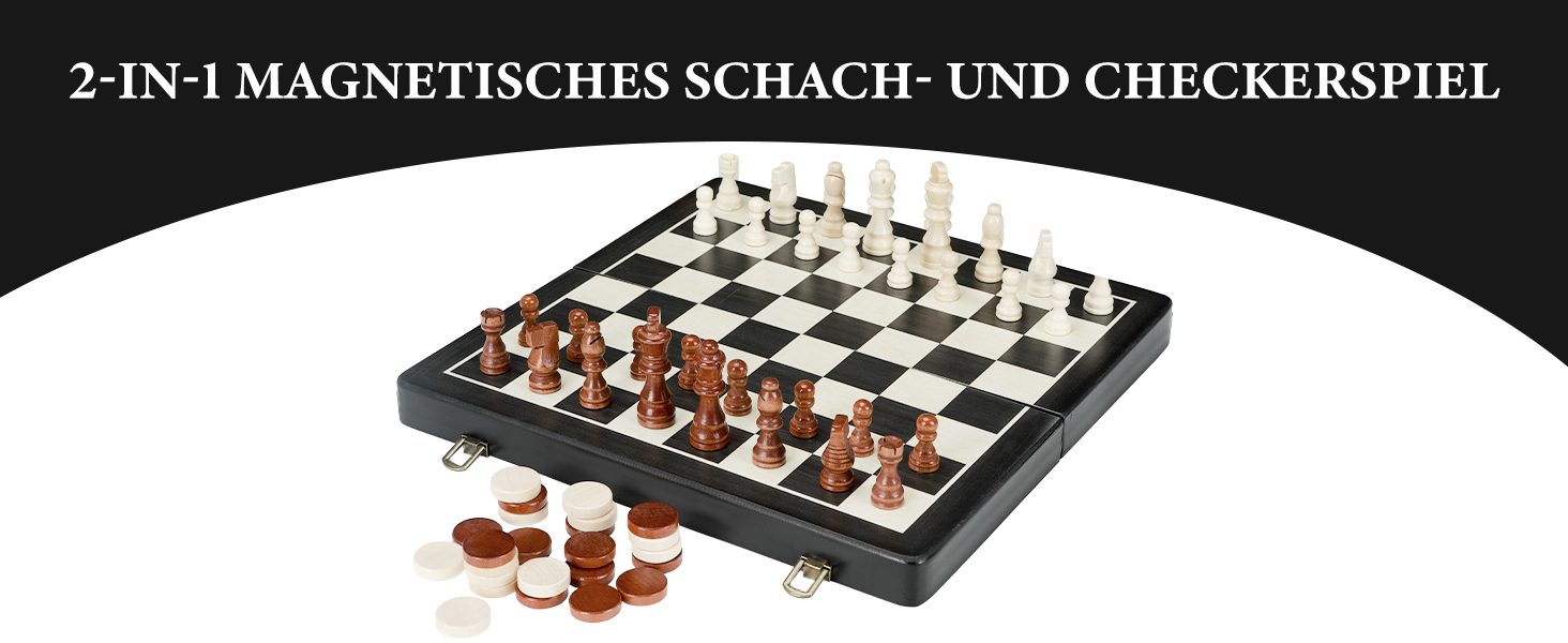 Шаховий набір Joneytech 2 в 1 магнітний, 39х39 см, дерев'яний, складаний, для дорослих та дітей, з додатковою королевою