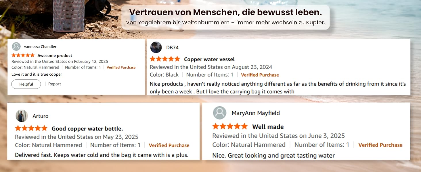 Куперна пляшка для води з кришкою та сумкою 1000 мл (2 шт.) - Аюрведа, для офісу та йоги