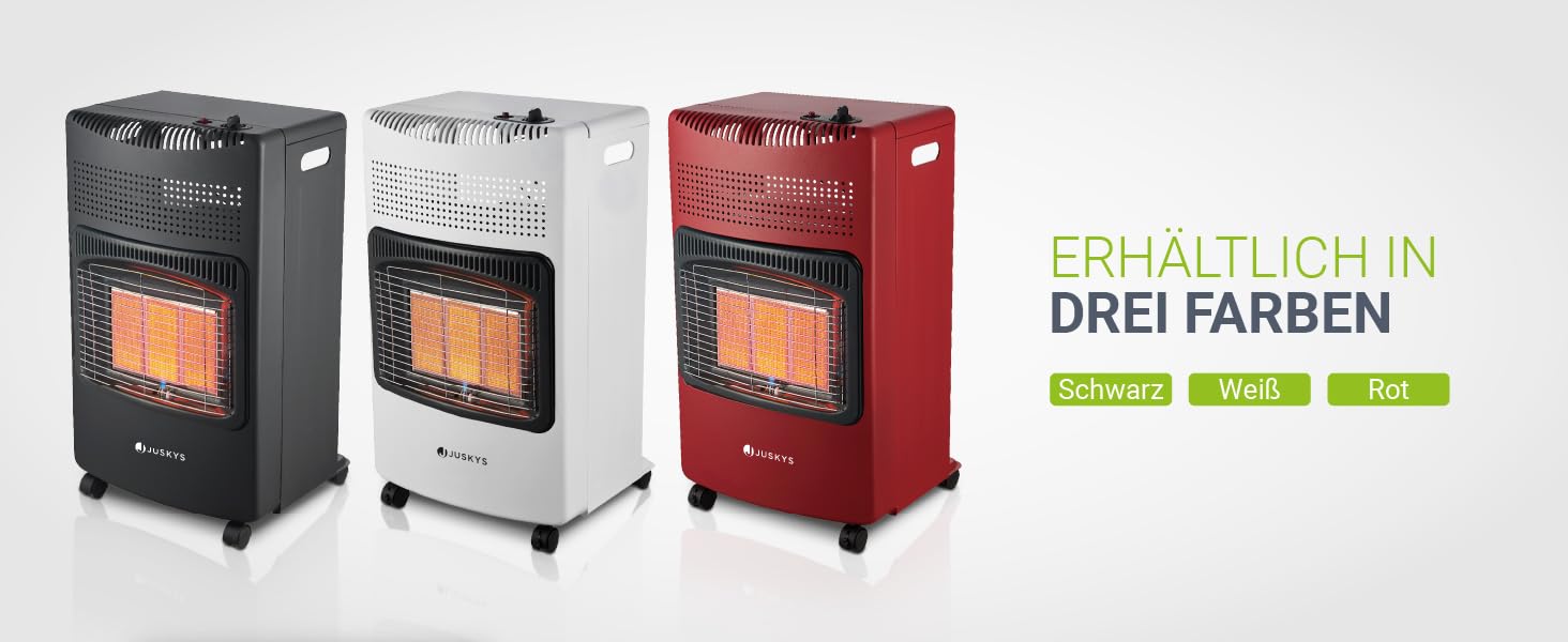 Газова обігрівач Juskys® GS42US чорного кольору - 4200 Вт з регулятором тиску та шлангом. Мобільний, ефективний та економічний газовий нагрівач/піч/обігрівач