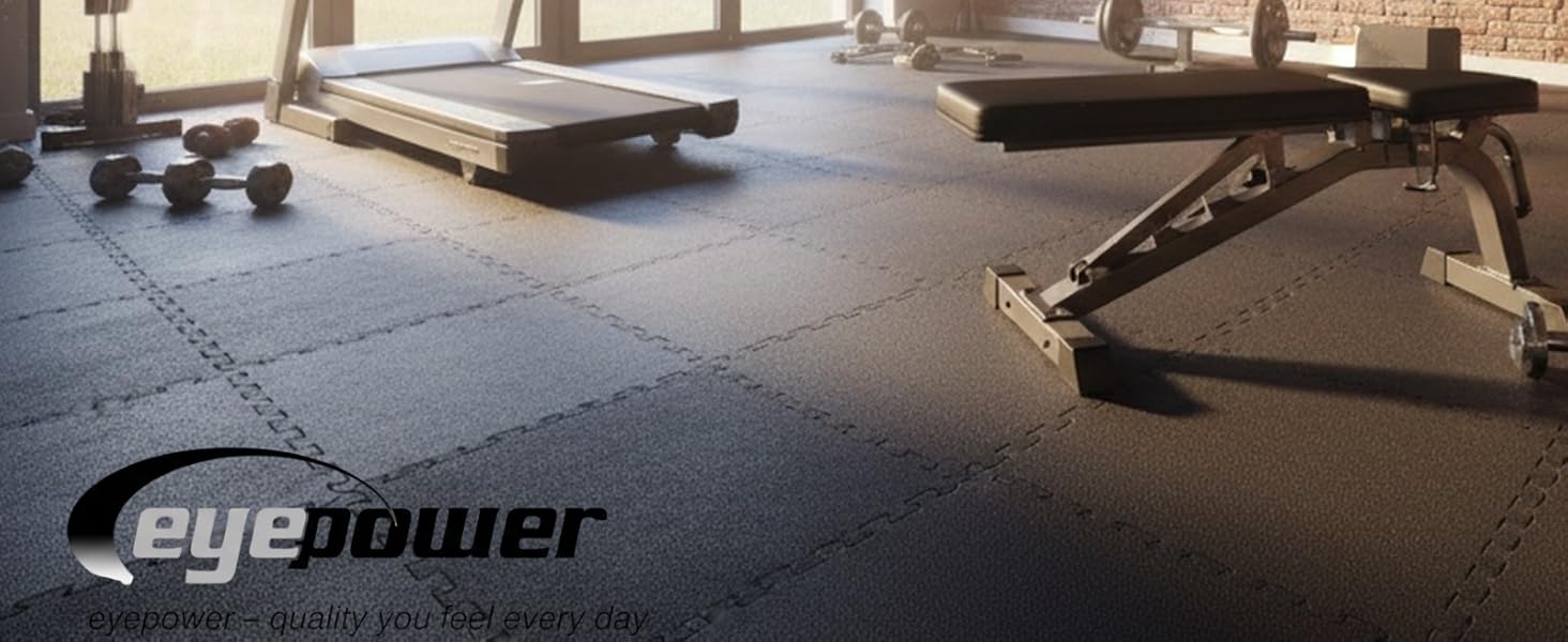 Фітнес-килимки пазли Eyepower 9 шт 30x30 см з бортиками для дому та спортзалу - захист підлоги для тренажерів