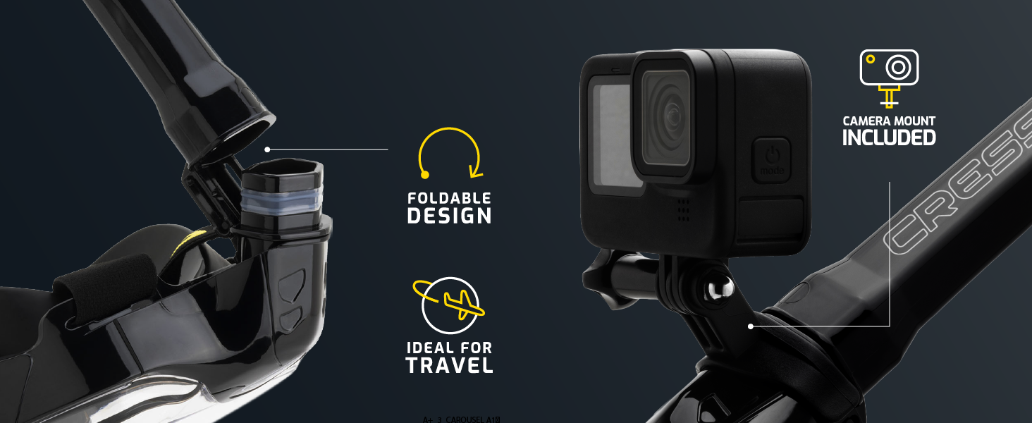 Маска Cressi Bali для снорклінгу Full Face з кріпленням для камери - 100% силікон, чорно-сіра, S/M