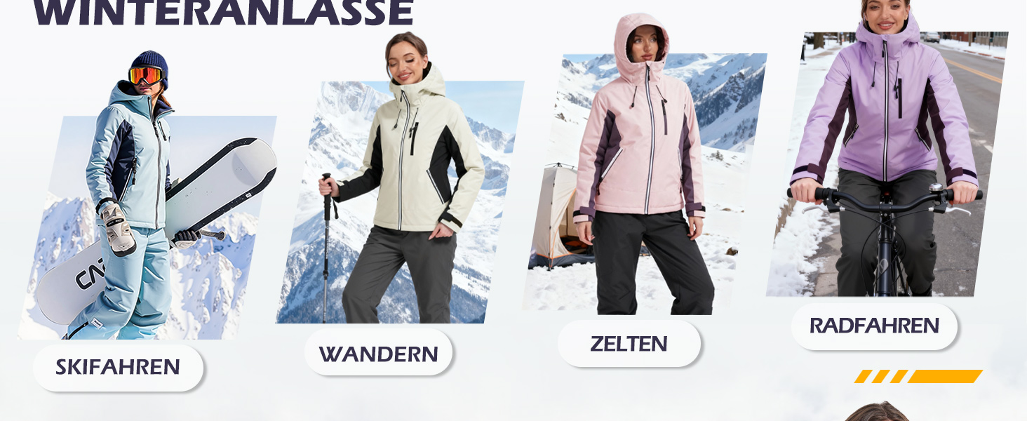 Жіноча лижна куртка GEMYSE: водонепроникна, вітронепроникна, тепла з капюшоном (Eislila/Morgengrau-Lila)