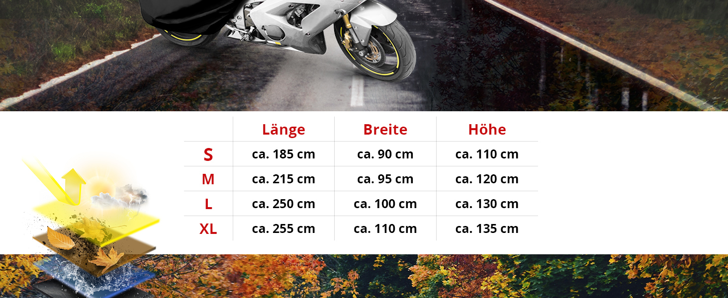 Водонепроникний чохол для мотоцикла та скутера Vespa All Weather, всесезонний захисний тент від дощу та пилу, чорний, розмір S (185x90x110 см)