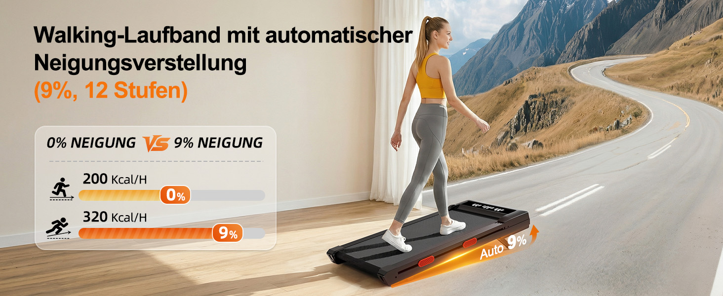 Бігова доріжка Lacuffy Walking Pad з нахилом для дому та офісу, керування через додаток, AI-тренування, підтримує до 136 кг, 90 см, чорна