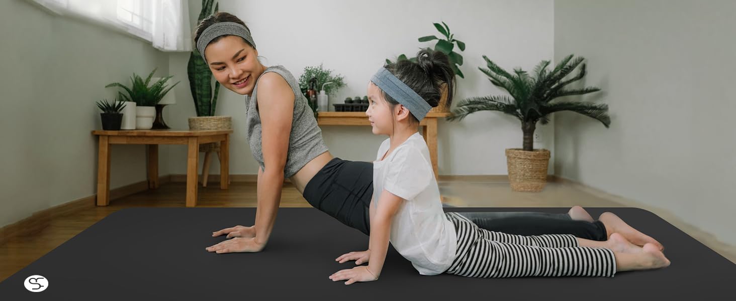 Йога мат XXL 200x130см: фітнес мат для йоги, фітнесу, занять з дітьми та для людей похилого віку. Товщина 20/15/10 мм, матеріал NBR, зелений/чорний колір