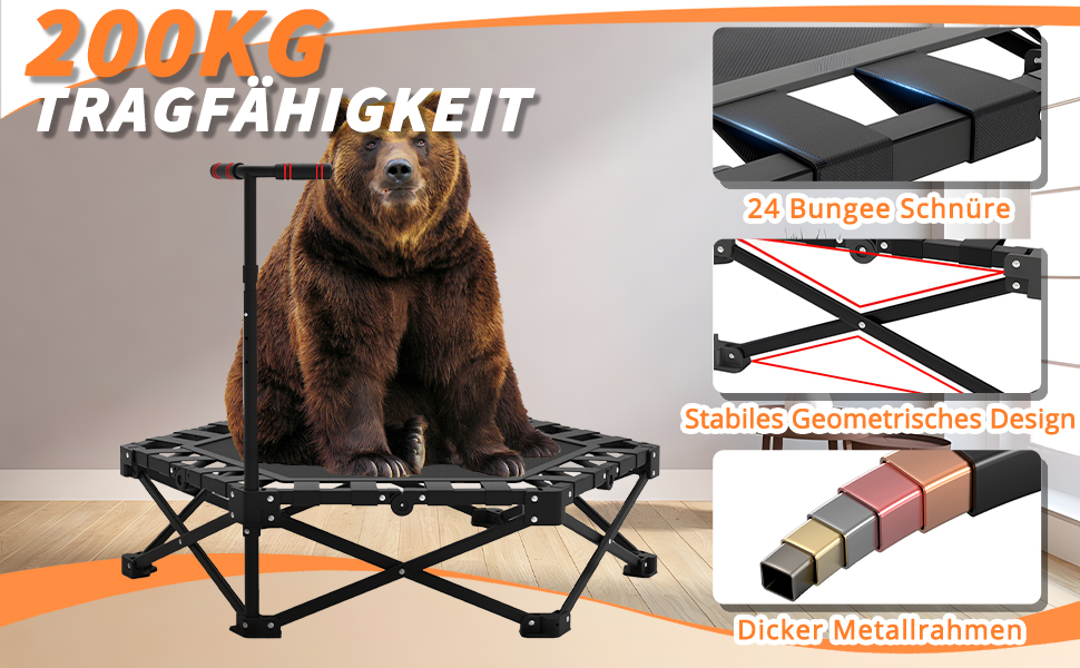 Трамплін для фітнесу в приміщенні, 106 см, з регульованими ручками, вантажопідйомність 200 кг, для фітнесу та аеробіки, складаний та портативний