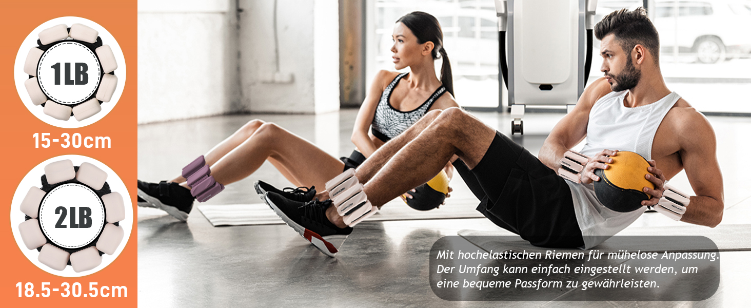 Важкі манжети для ніг BECOJADDE 0.45 кг / 0.9 кг (набір 2 шт.) для занять спортом, фітнесом, кардіо та силовим тренуванням. Чорний колір.