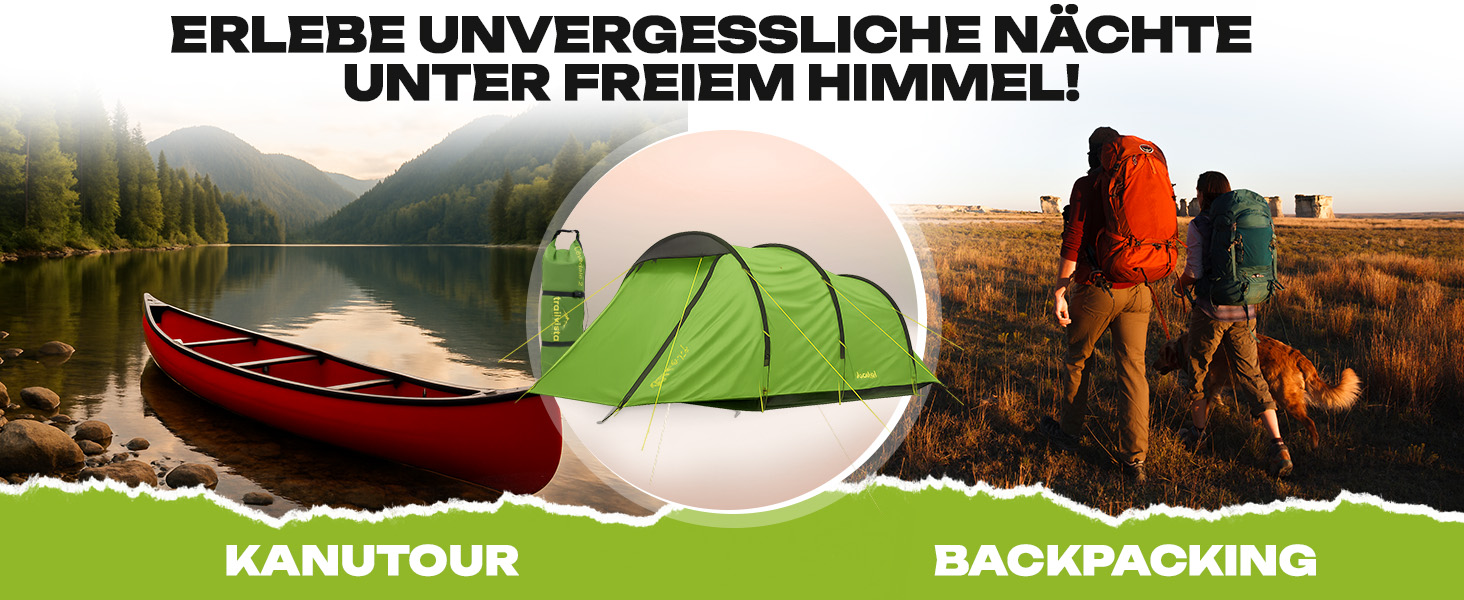 Намет Trailvista® Cevedale Zelt для 4 осіб: водонепроникний, легкий, швидко встановлюється, з тамбуром. Сімейний тунельний намет для кемпінгу, блакитний