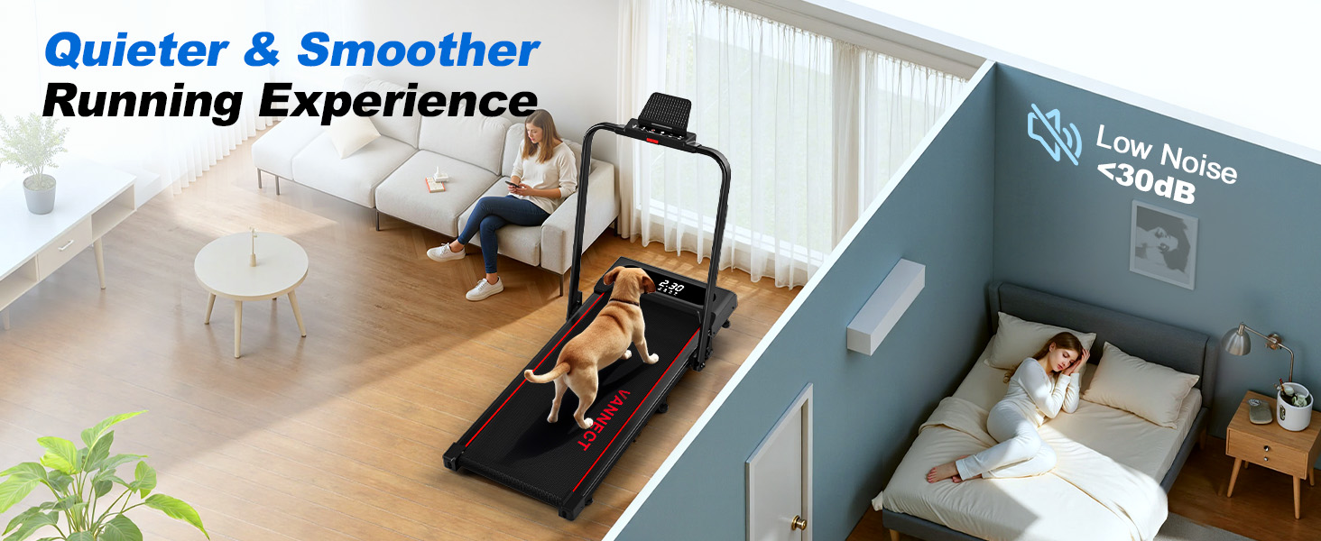 Vannect Walking Pad: Бігова доріжка для дому, 1-12 км/год, регулювання нахилу 9%, тихе, з LCD-дисплеєм, дистанційне керування + додаток, до 150 кг
