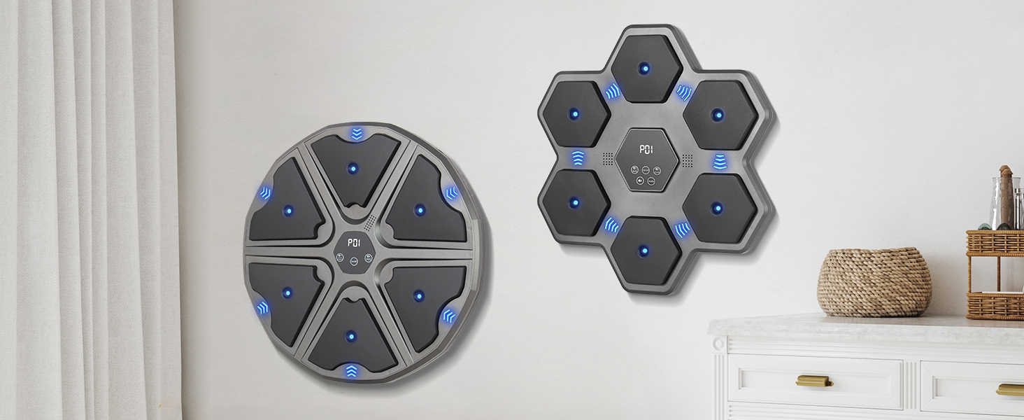 Музична боксерська машина Todeco з LED, Bluetooth, боксерськими рукавичками, настінна, 9 швидкісних режимів і режим підрахунку для дітей і дорослих, для дому, залу та приміщень