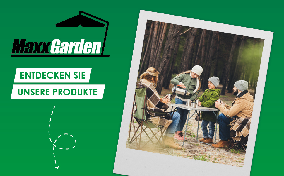 Складний садовий/кампінговий стіл MaxxGarden 180x70x74 см – білий, пластиковий, для дому та на вулицю