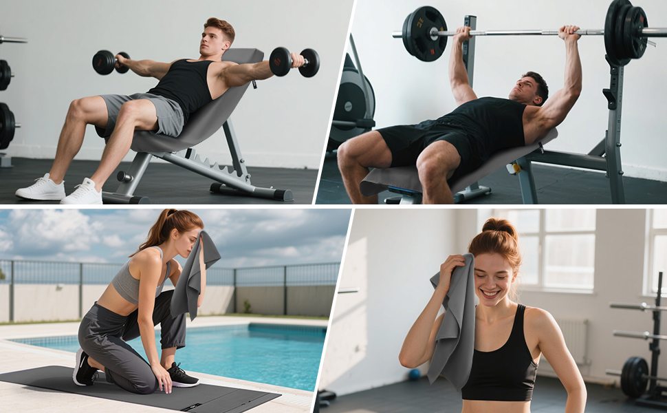 Рушник для фітнесу Zepphi 120x50 см + 80x30 см | Мікрофібра, кишеня на блискавці | Для спортзалу та тренувань | Швидковисихаючий, компактний | Темно-сірий