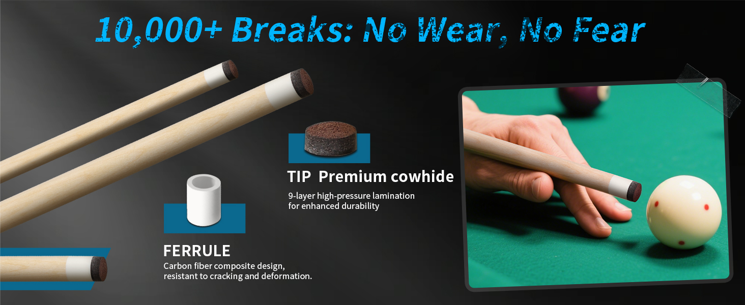 Більярдний кий Kmise професійний, 147 см, канадський клен, шкіряна піка 13 мм, антиковзний грип, для дорослих/початківців/професіоналів (синій)