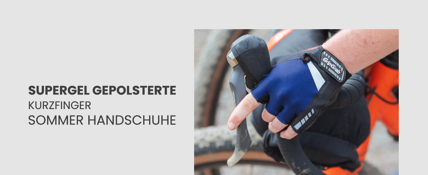 Велосипедні рукавички GripGrab SuperGel 6mm DoctorGel, безпальцеві, літні, напівпальцеві, гель, короткі, темно-синій, XL