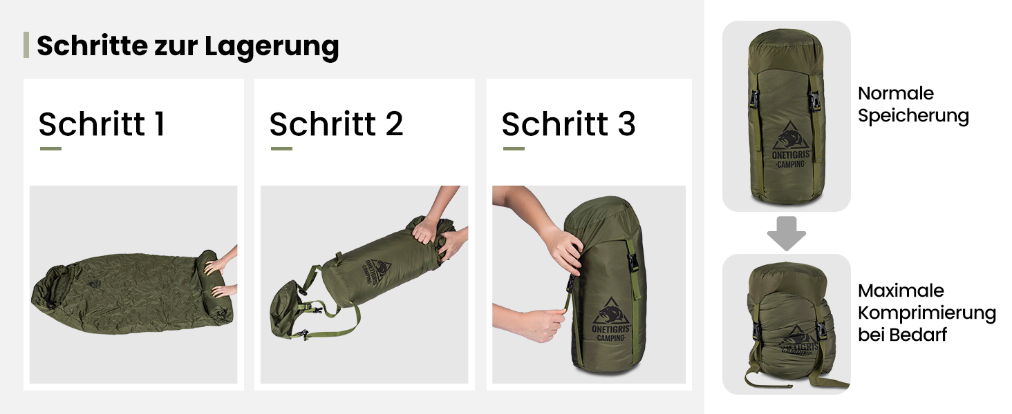 Спальний мішок OneTigris 3 сезони, 8-15°C, компактний, ultralight, для кемпінгу, подорожей, походів (зелений)