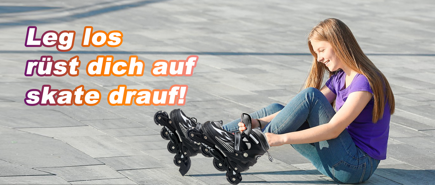 Роликові ковзани для дітей, чорні, регульовані, 36-39 EU (240-270 мм), для початківців, indoor/outdoor