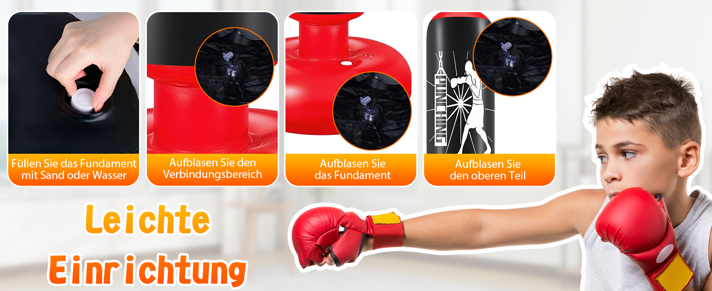 Груша боксерська дитяча Ninonly 160 см з рукавичками та насосом - стійка для боксу в приміщенні та на вулиці для хлопчиків та дівчаток